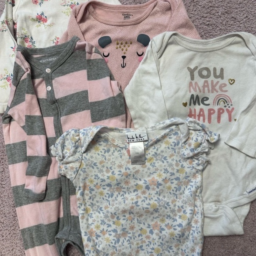 Baby Girl Clothing Bundle 5pc 6–12M Carter’s Burt’s Bees Pajamas